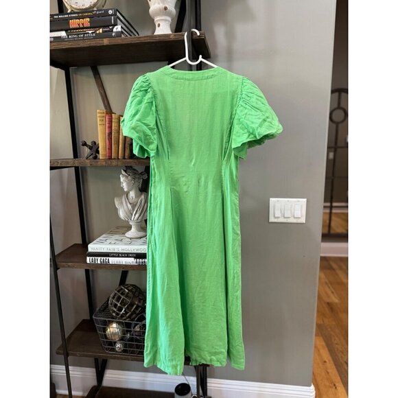 Nicholas Troy Linen Midi Shirt Dress Green Womens Size 0 - Picture 8 of 13